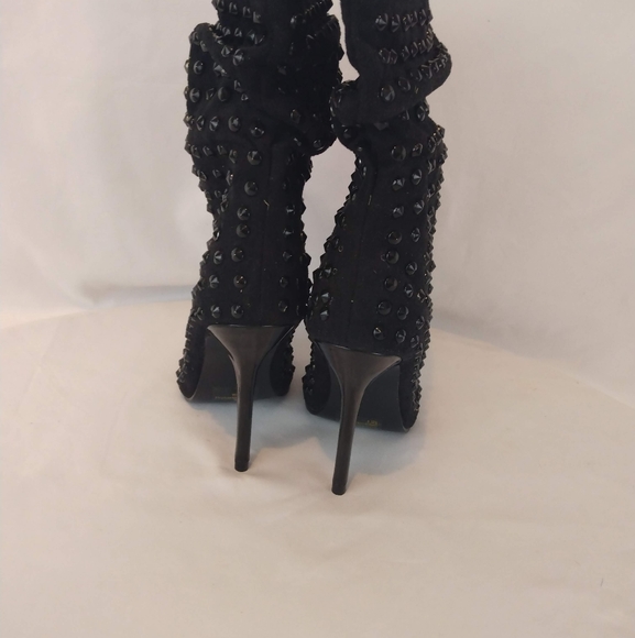 Dots Black Beaded Ruching Heel Boot - Picture 9 of 11